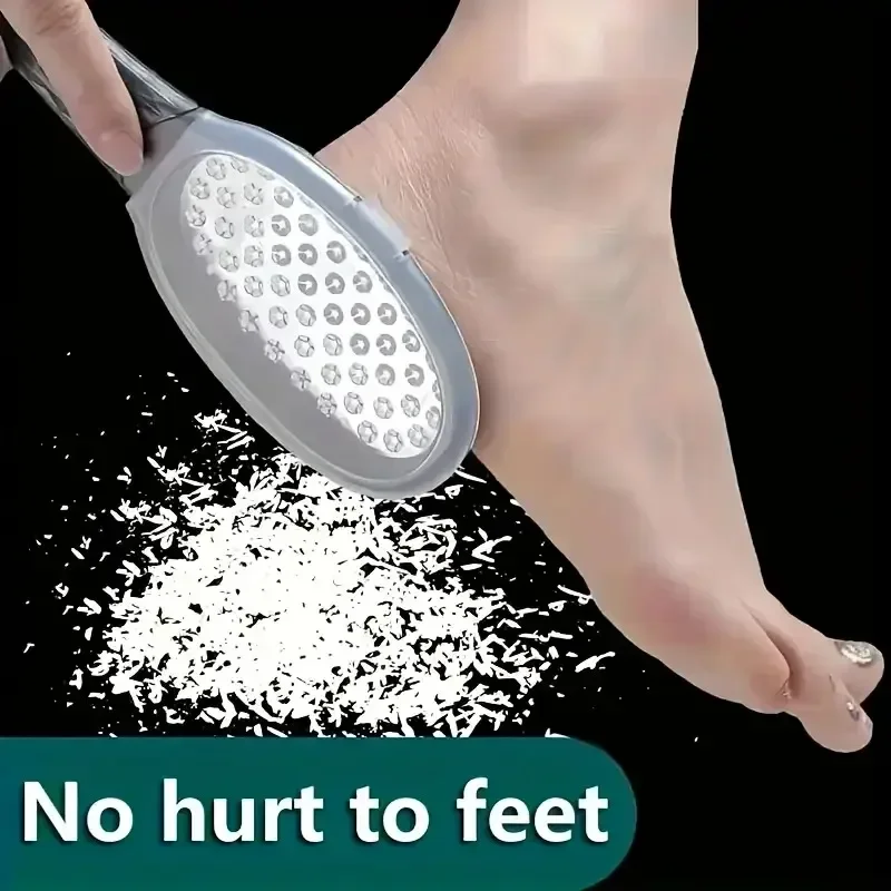 

[Professional Callus Remover] 1pc Professional Stainless Steel Foot File, Pedicure Tool, Safe Splash-Proof Guard Design, Ergonomic Curved Easy--Grip Handle and Stainless Steel Coarse/Fine Grain Exfoliating Surfaces - Durable Callus Removal Tool,