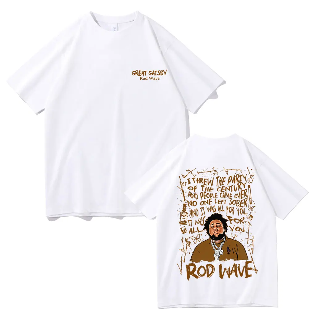 Rapper Rod Wave Nostalgia Great Gatsby Graphic T Shirt Men Women Clothing Hip Hop Oversized T-shirt Men's Fashion Vintage Tshirt