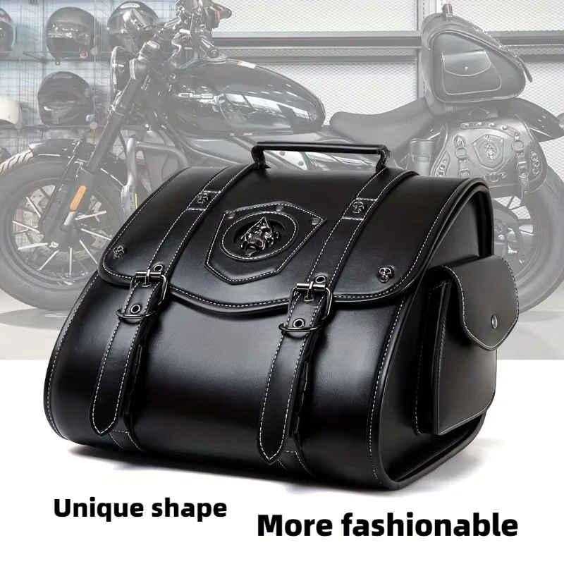 

Motorcycle Back Seat Bag Knight Punk Style Saddle Bag Retro Car PU Large Capacity Storage Bag Accesorios Para Moto