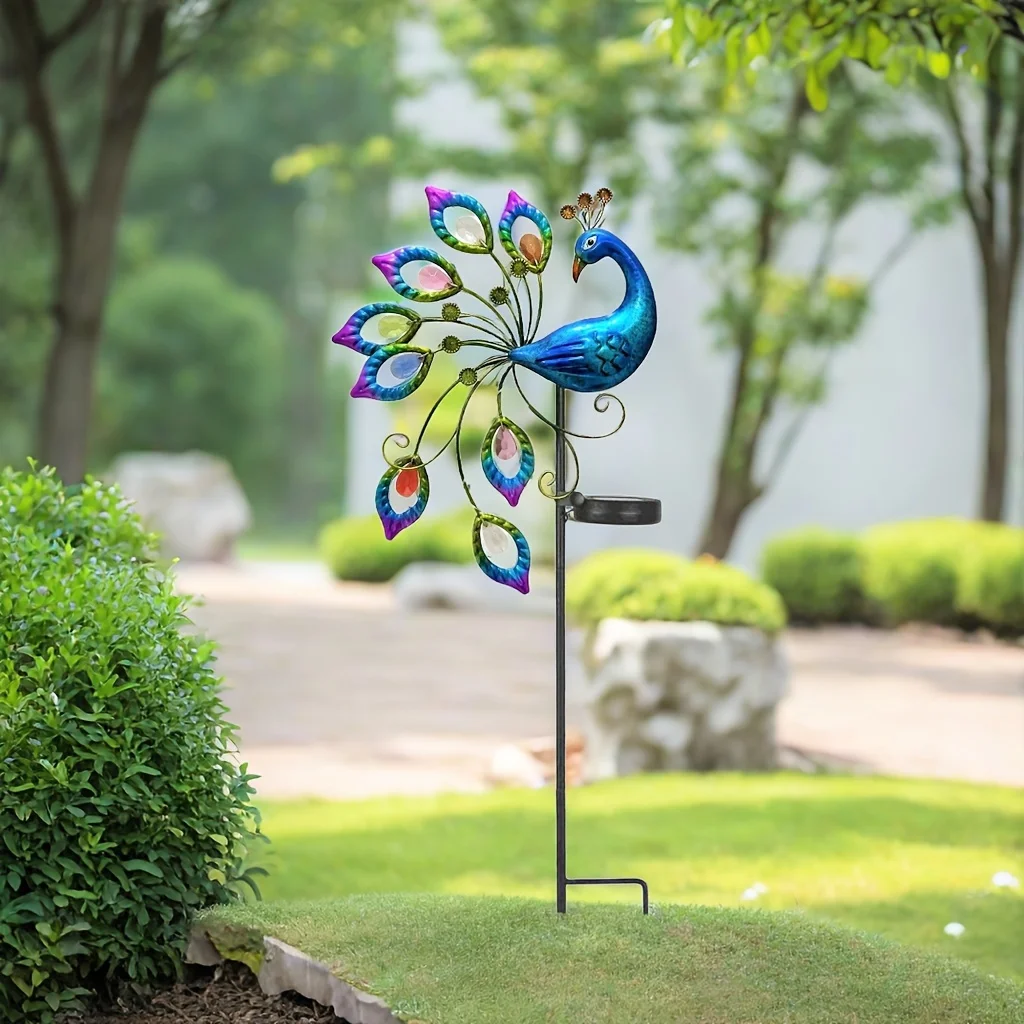 1pc peacock, colorful solar light, suitable for garden, patio, lawn, doorway, pond, balcony, special gift for friends