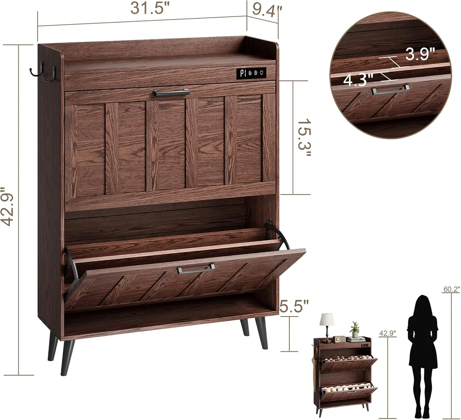 Deodorizer Cabinet Shoe Storage Drawers Flip
