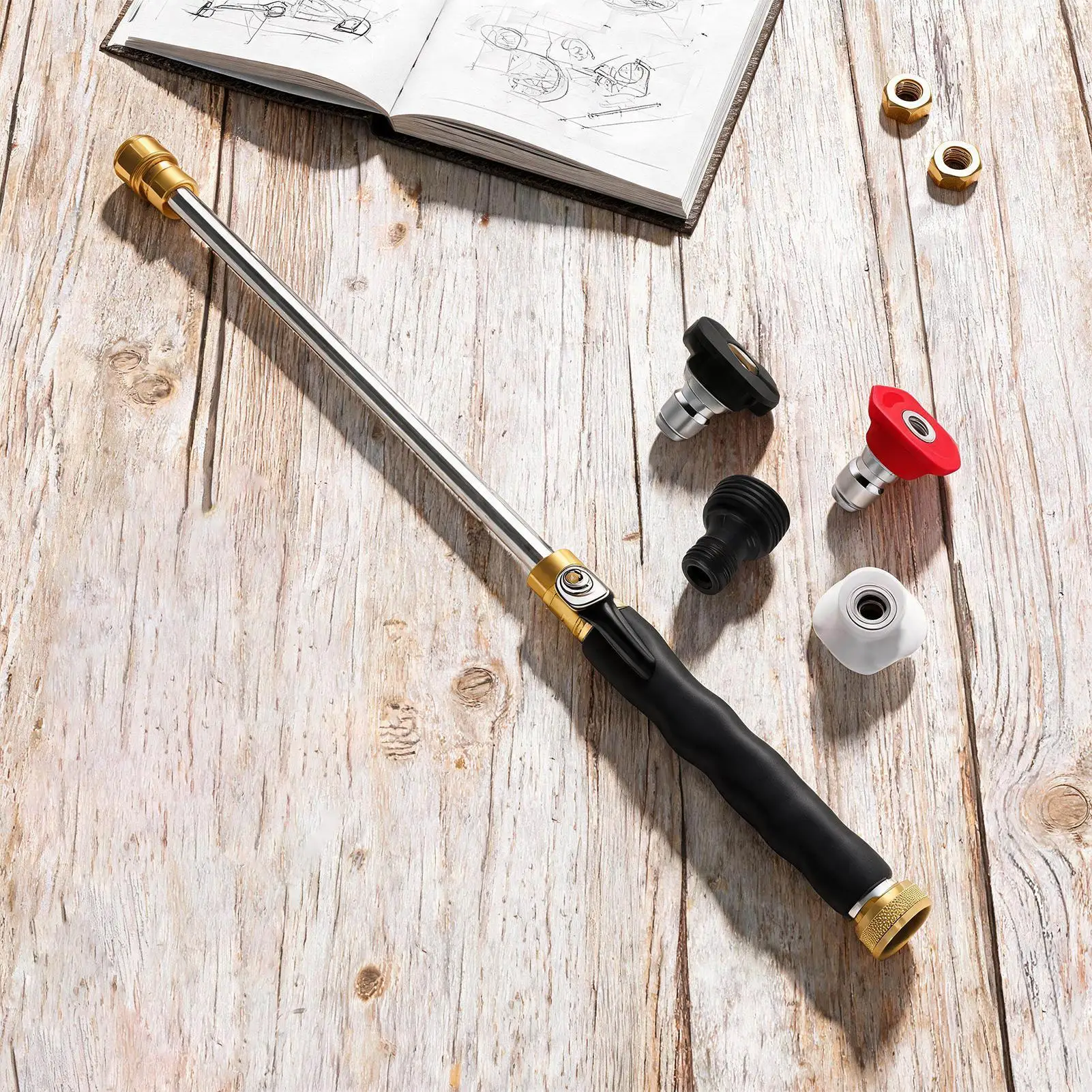 High Pressure Wand for Garden Hose 3 Modes Adjustable Anti-Slip Power Washer Wand Hose Nozzle for Gutter Lawn Yard Garden Patio