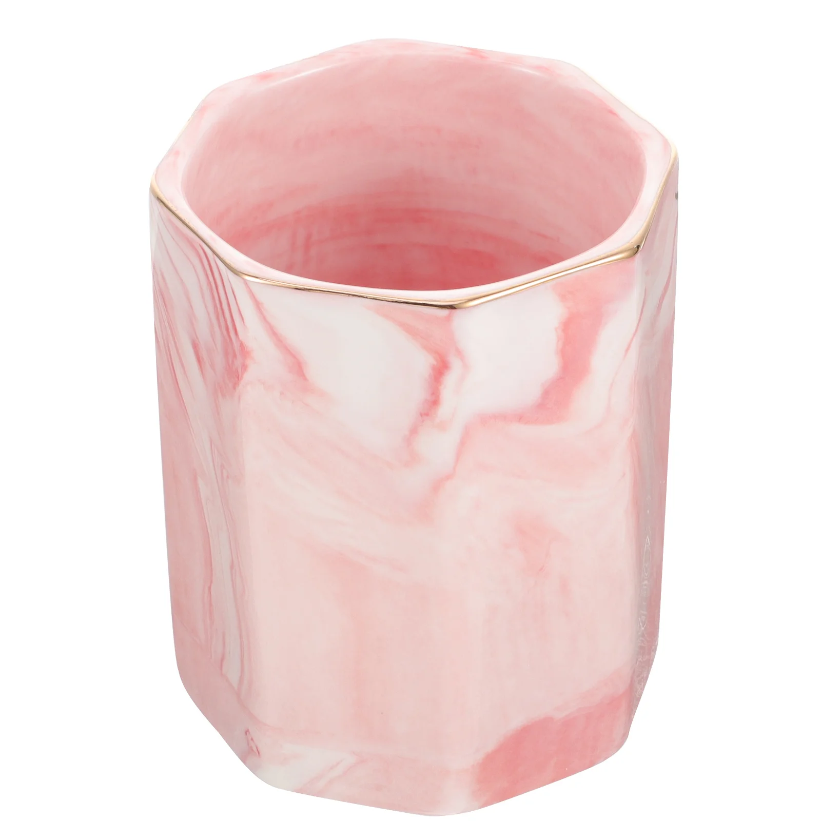 Colorful Ceramic Pen Holder Large Capacity Gold Edge Elegant Pen Cup Multi-Functional Desk Storage Organizer for Stationery