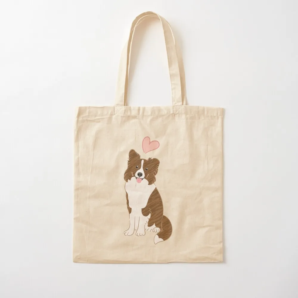 

LOVE Brindle Border Collie Tote Bag Big bag women shopping cart bags large size bags women bag Canvas Tote