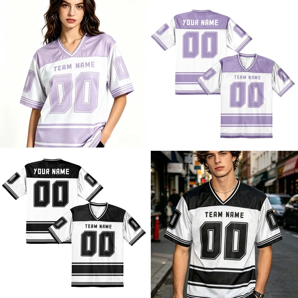 

wholesale price custom name factory sale Black V-Neck American Football Jersey Personalized Name Number Casual