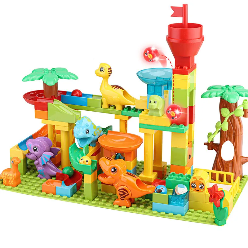 Large Animal Marble Run Building Blocks Slide Part Dinosaur Whale Giraffe Elephant Crocodile Compatible Size