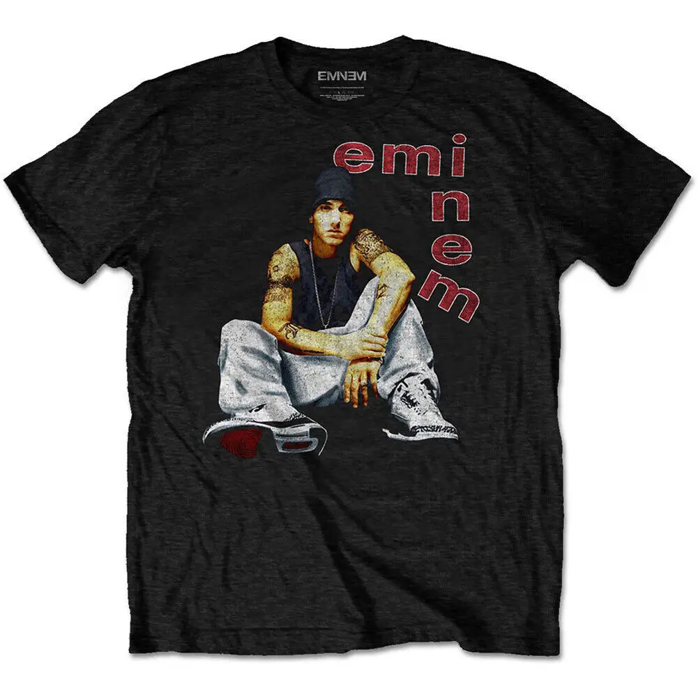 Men's Eminem Letters Slim Fit T shirt XX Large Black