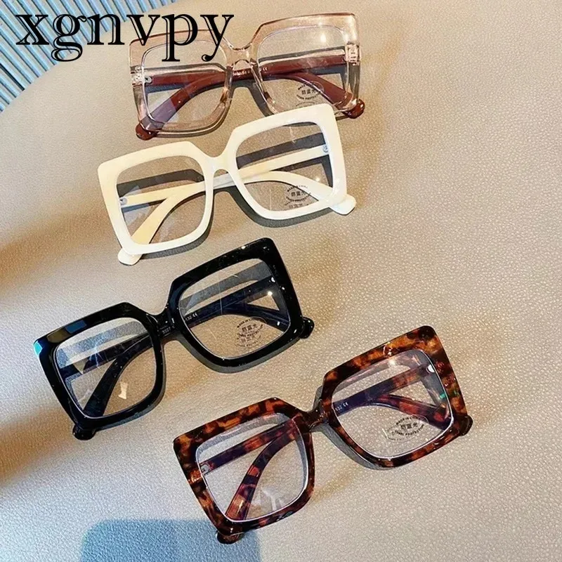 xgnvpy Big Square Frame Anti Blue Light Glasses Women Trendy Computer Goggles Glasses Transparent Optical Spectacle Eyeglass