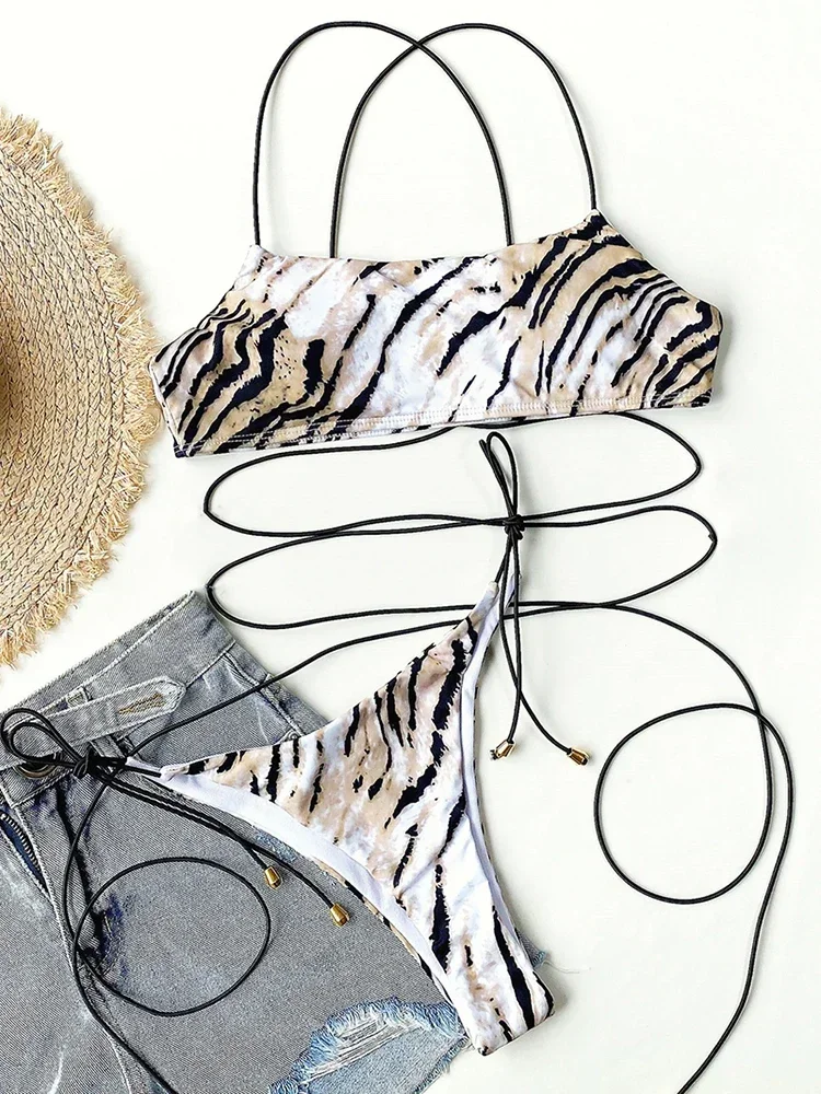 

Sexy Halter Wrap Around Leopard Bikini Female Swimsuit Women Swimwear Two-pieces Bikini Set Bather Bathing Suit Swim Beach wear