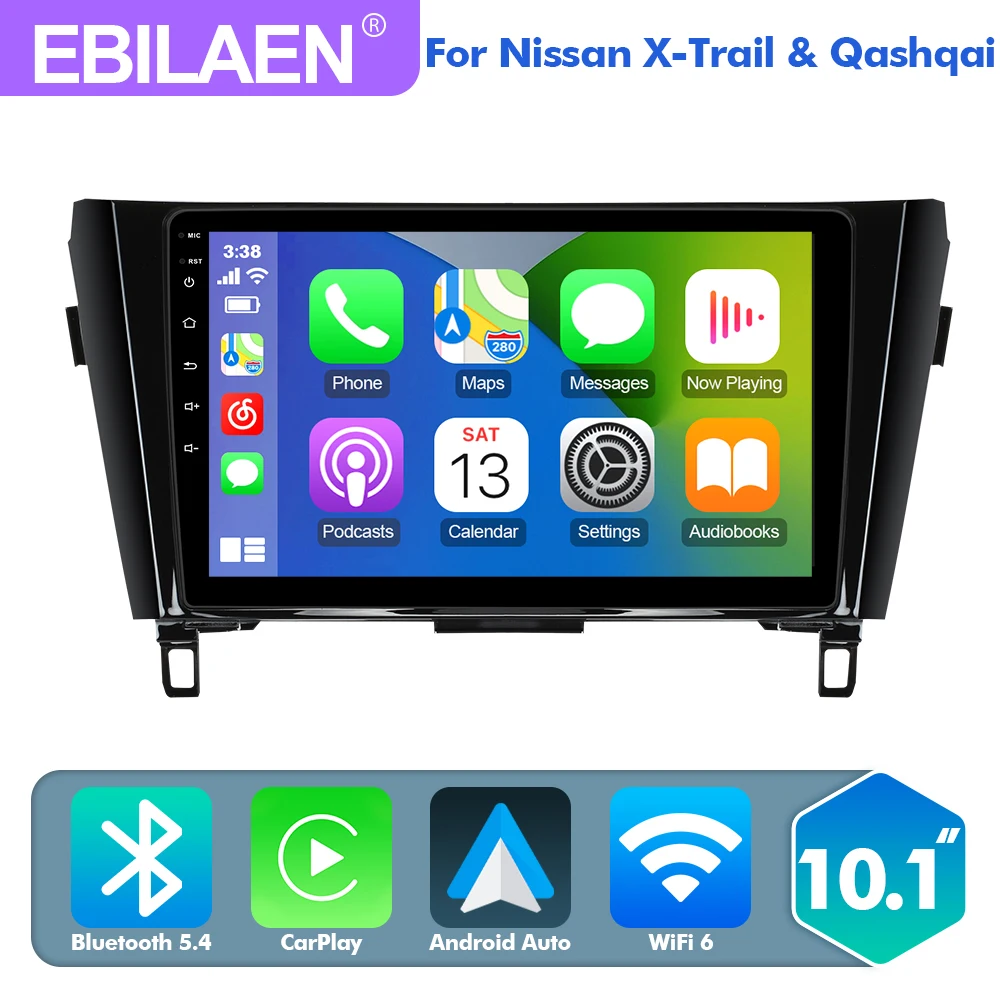 EBILAEN Android 13.0 Car Radio Multimedia Player for Nissan Qashqai J11 X-Trail 3 T32 2013 Navigation GPS Carplay BT WIFI GPS FM