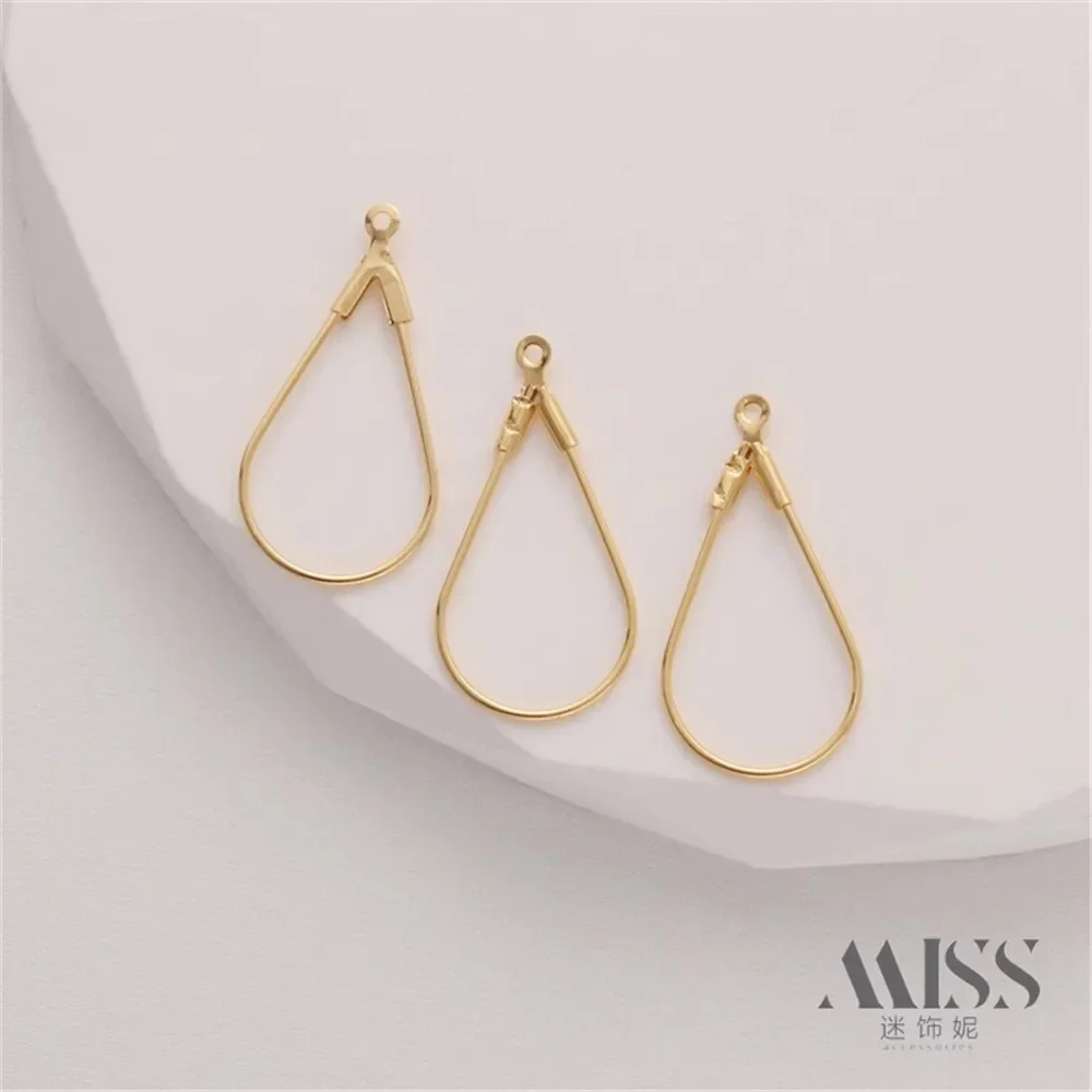 14k pakket goudkleurige gecoate gladde waterdruppel gesp hanger verbinding gesp DIY handgemaakte ketting armband accessoires