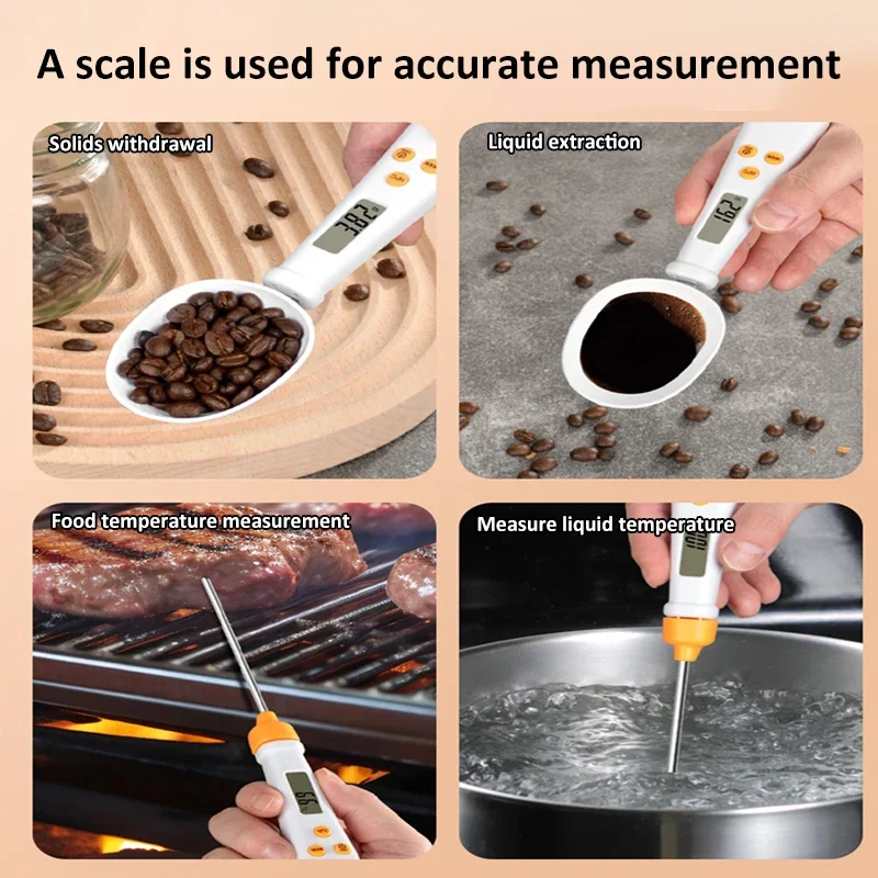 2 in 1 Electronic Kitchen Scale 500g/0.1g Measuring Spoon Scale Electronic Temperature Weight Measuring Spoon for Kitchen Baking