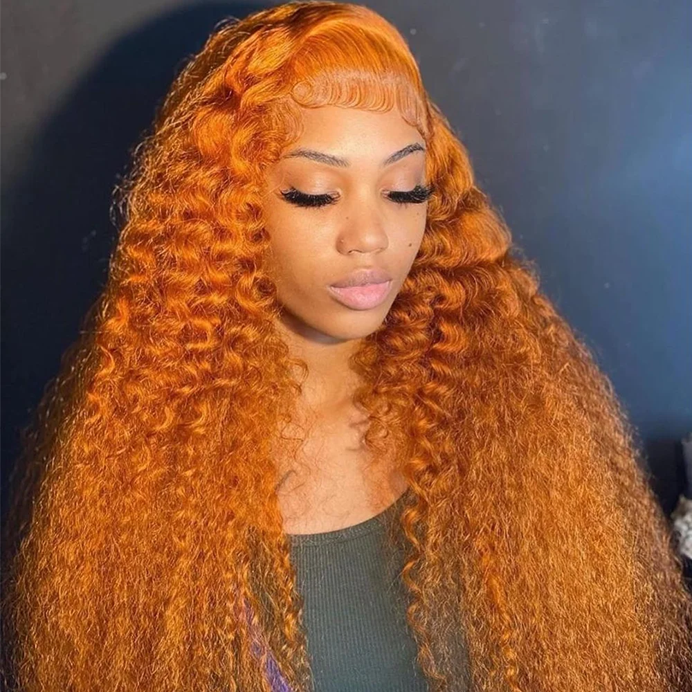 

Ginger Deep Wave Human Hair Colored Wigs 100% 13X6 Hd Curly Lace Frontal Wig 13X4 Preplucked Lace Front Wigs For Black Women