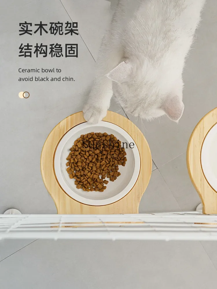 Cat bowl fixed anti-knock and separable ceramic hanging anti-splash supplies