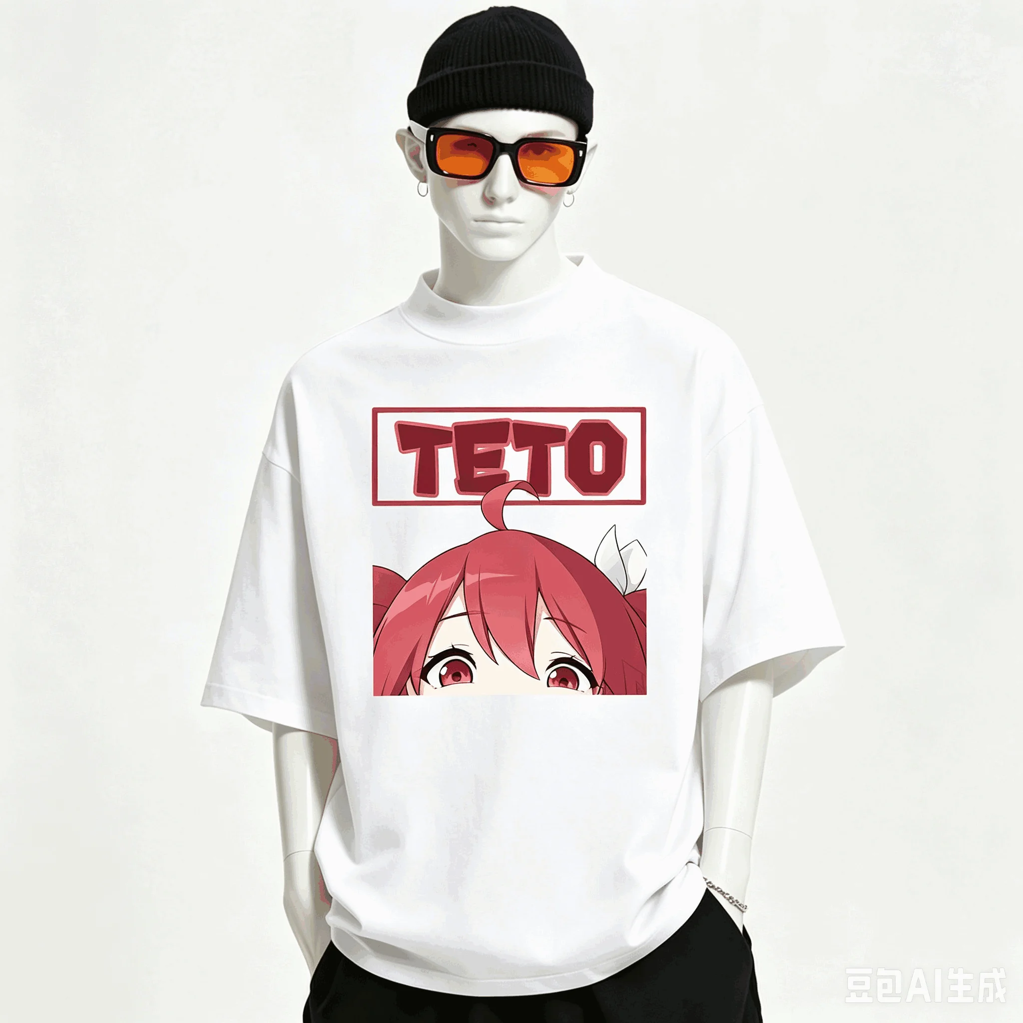 Kasane Teto Übergroßes Unisex-T-Shirt mit Grafikdruck und Rundhalsausschnitt für Männer und Frauen, hochwertige Y2k-Kurzarm-Streetwear aus weicher Baumwolle – Detail 27