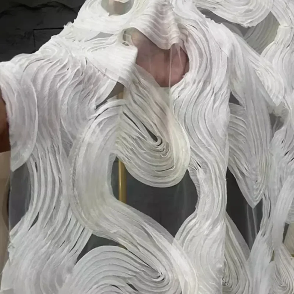 

Wave Skin Friendly Irregular Mesh Fabric for Vest Dress Fasion Clothing Designer Diy Sewing By The Meter Cloth Material