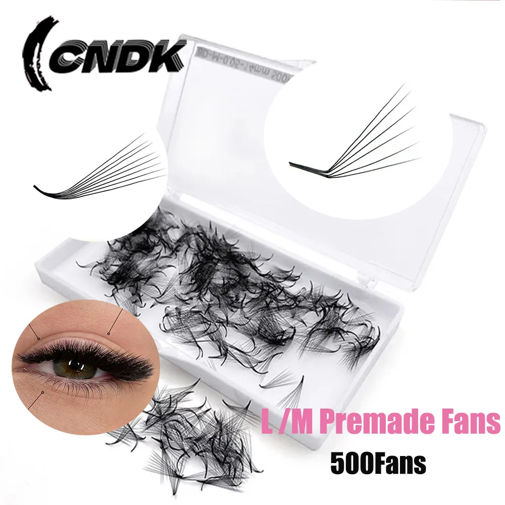 

M L Special Curl 500 Loose Promade Fans Handmade Russian Volume Premade Fans 6D Eyelash Extension Thin Pointy Base Premade Fans