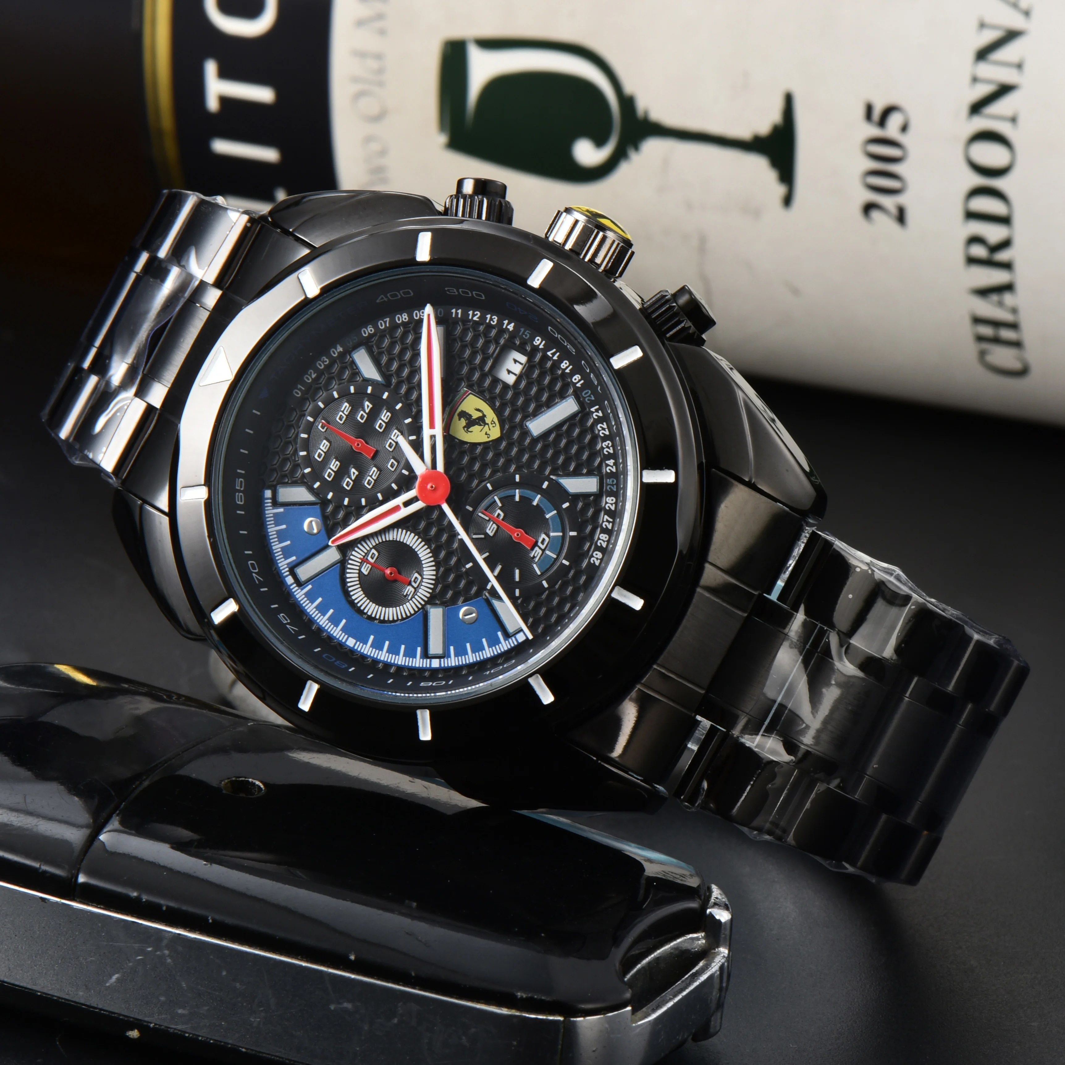 ساعات رجالي عصرية فاخرة كوارتز ساعة يد رجال الأعمال ساعة عادية لفيراري روما سبايدر SF90 لافيراري أمالفي ملحق