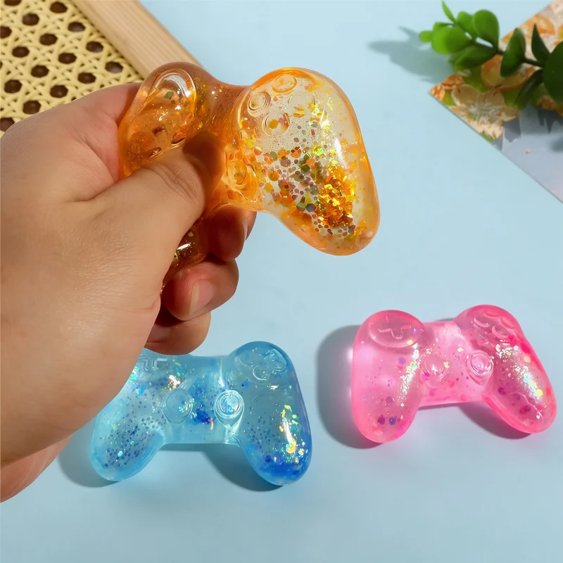 Transparent Glitter Game Machine Squishy Soft Rebound Stress Relief Balls Squeeze Toy Gift for Sensory Calming Decompression