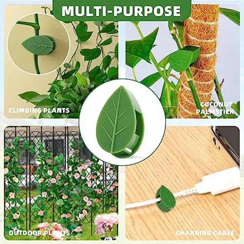 30 Piece Invisible Plant Clips Green Plastic For Climbing Plants, Self-Adhesive Plant Fixing Devices