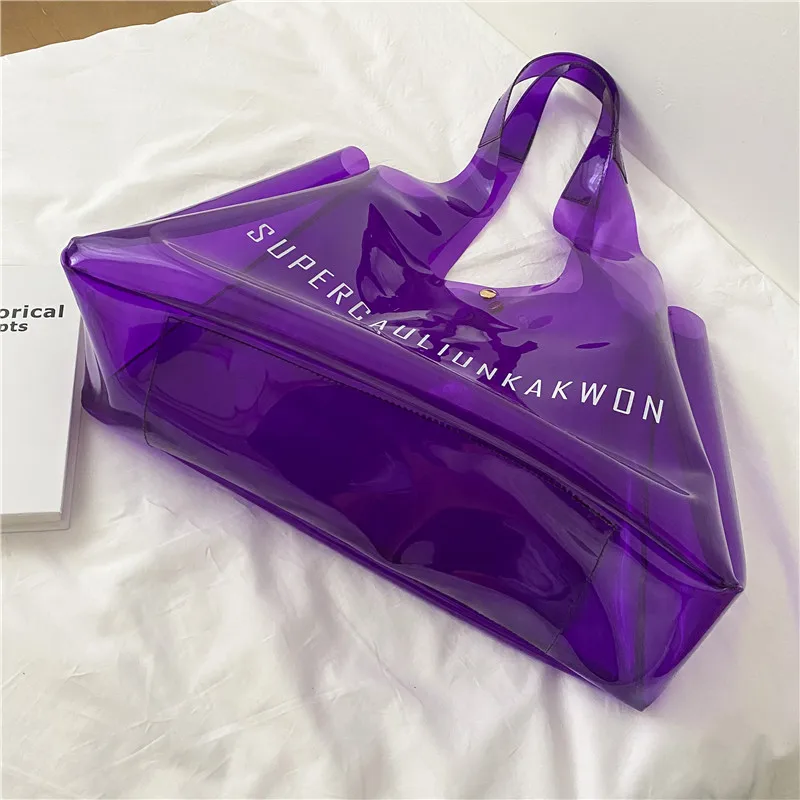 Women Bags Transparent Tote PVC Shopping Bag Outdoor Handbag Designer Fashion Letter Shoulder Bags for Women Large Capacity Tote