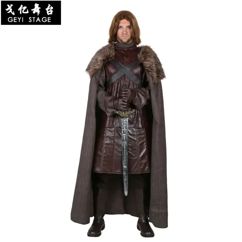 

az15Men Knight Cosplay Armor Vintage Hodded Fashion Clothing Medieval Costume Women Halloween Priest Carnival Party