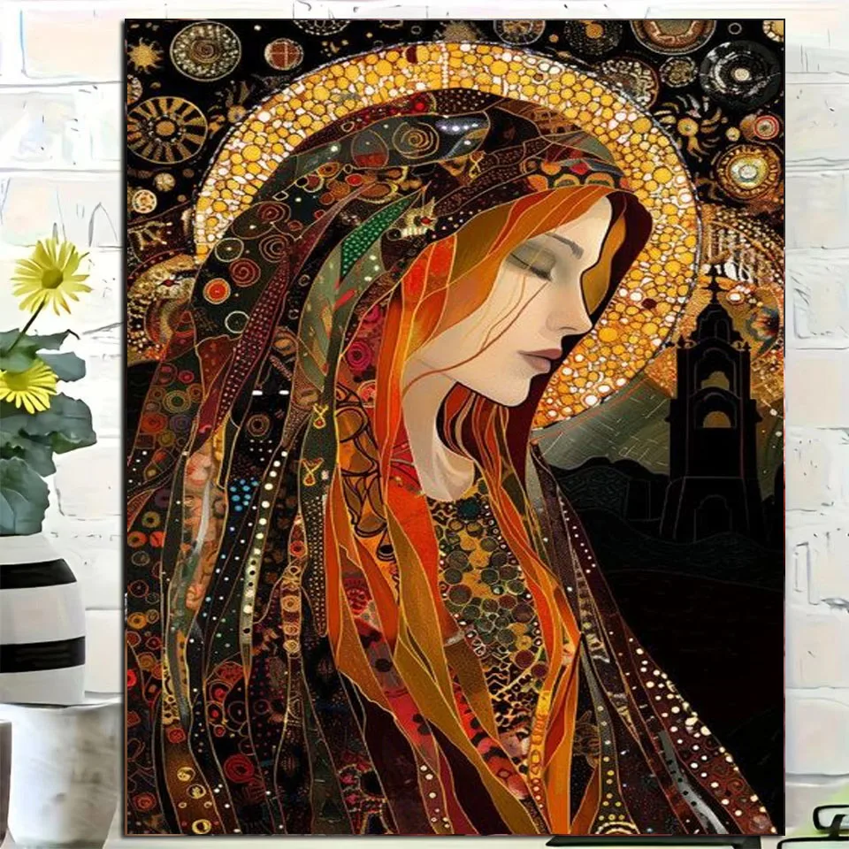 

DIY Dimaond Paintiong Kits Mystical Mary Magdalene 5d Diamond Mosaic Art, Spiritual Sacred Feminine Art Portrait