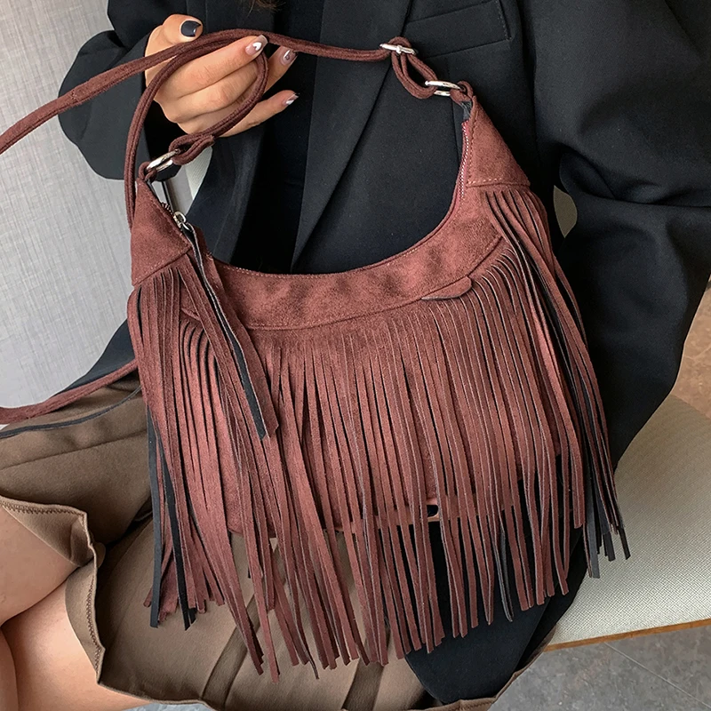 Y2k Tassel Bucket Bag Small Crossbody Bags for Women 2022 Winter Designer Party Bags Females Luxury Handbags Sac A Main Femme