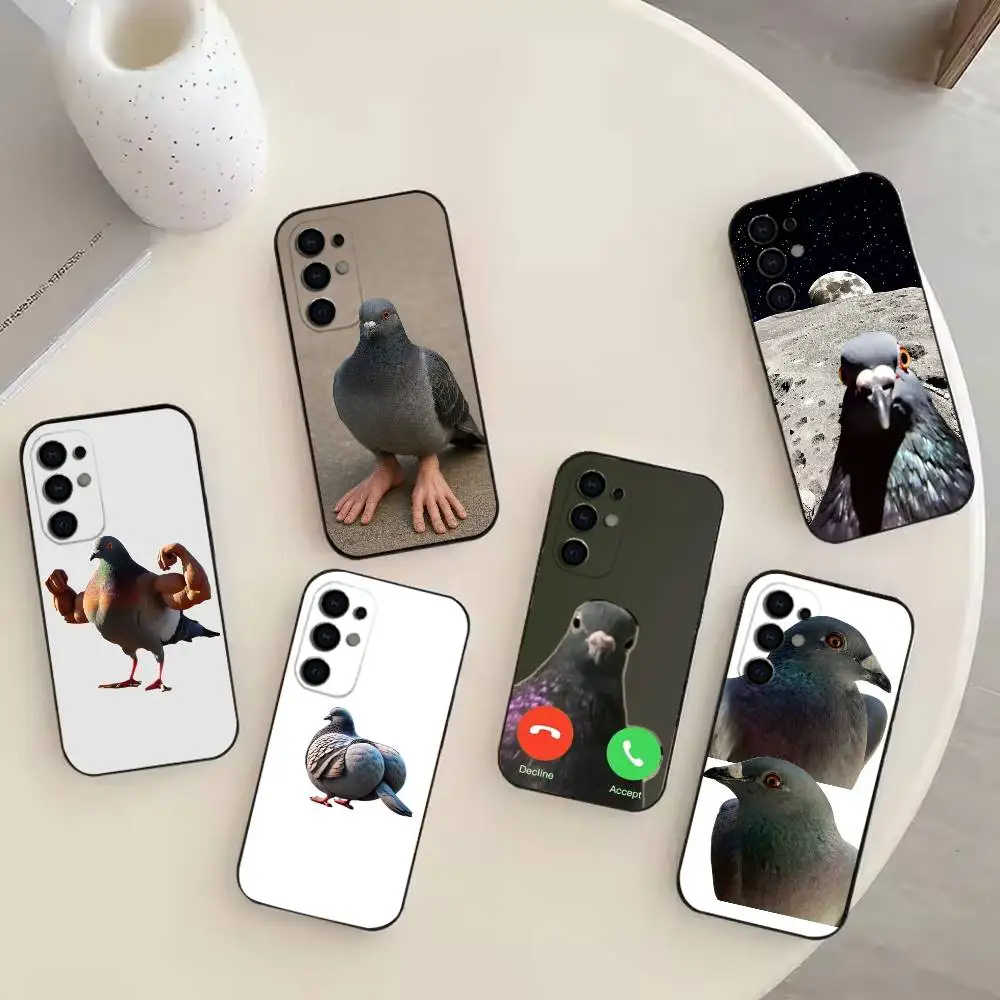 Funny pigeon mischief Phone Case For Samsung S25,S24,S21,S22,S23,S30,Ultra,S20,Plus,Fe,Note,10,9,5G Black Cover