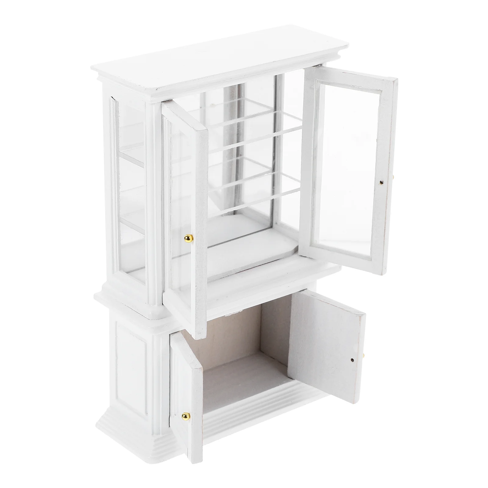 

Mini Cabinet Furniture Model Display Cupboard for Crafts House Miniatures Wood Glass Child Kids Bookshelf