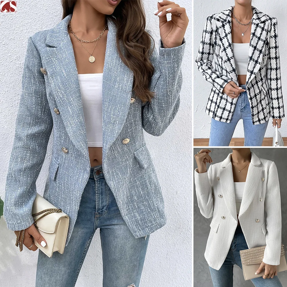 Women's New Plaid Style Elegant Slim Fit Small Suit Jacket