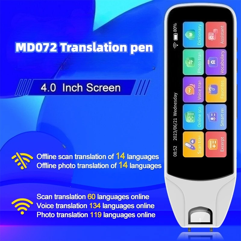 

MD072 Intelligent Translation pen 134 Online voice translation 14 Offline scanning translation Business travel dictionary pen