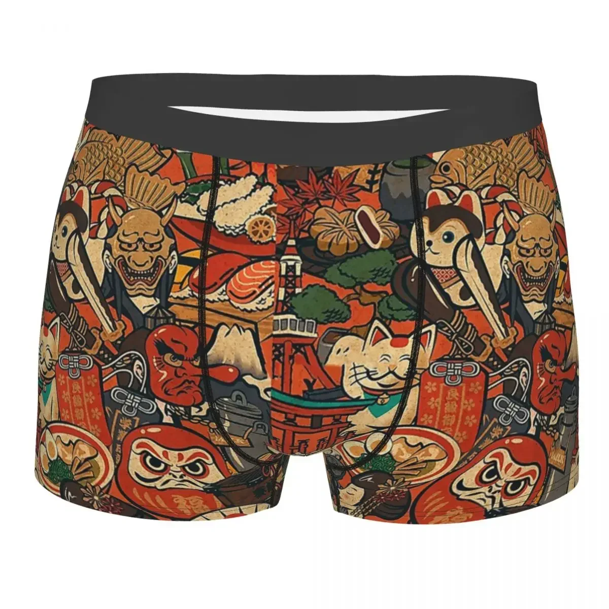 

Men Boxer Shorts Panties Japanese Sushi Crabs Daruma Breathbale Underwear Male Novelty Underpants