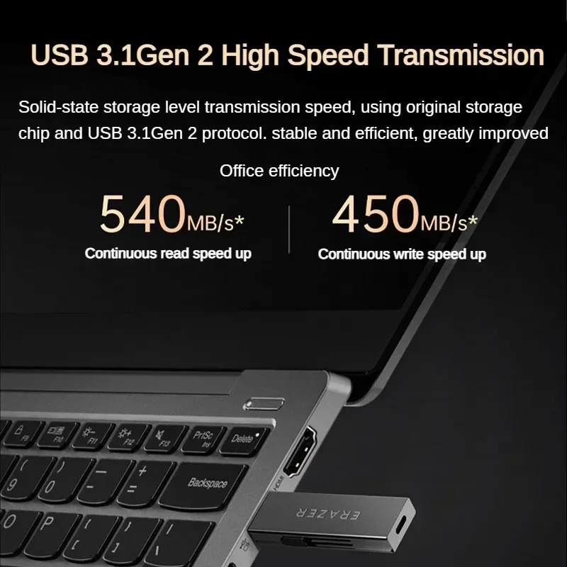 Imagem -04 - Erazer-unidade Flash Usb de Estado Sólido Grande Capacidade Escritório Interface Dupla Cinza Tipo-c Usb 3.1 F700 1tb