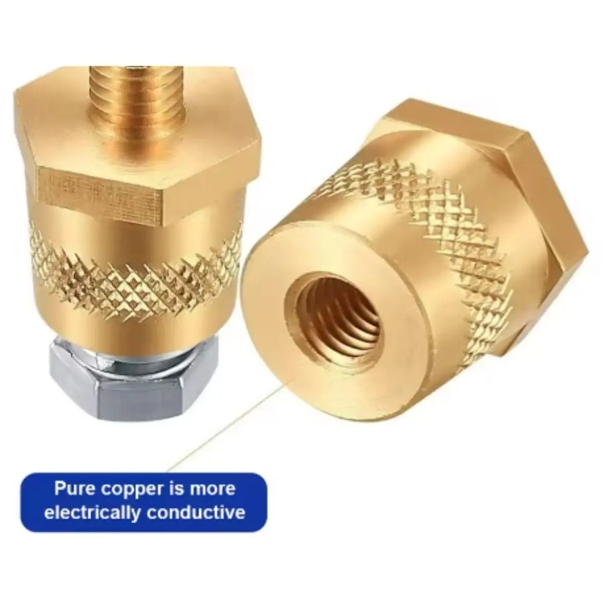 L77A Thread Male Brass Battery Terminal Charging Posts Battery Repair and Modification Accessories Outer 6mm Inner 8mm
