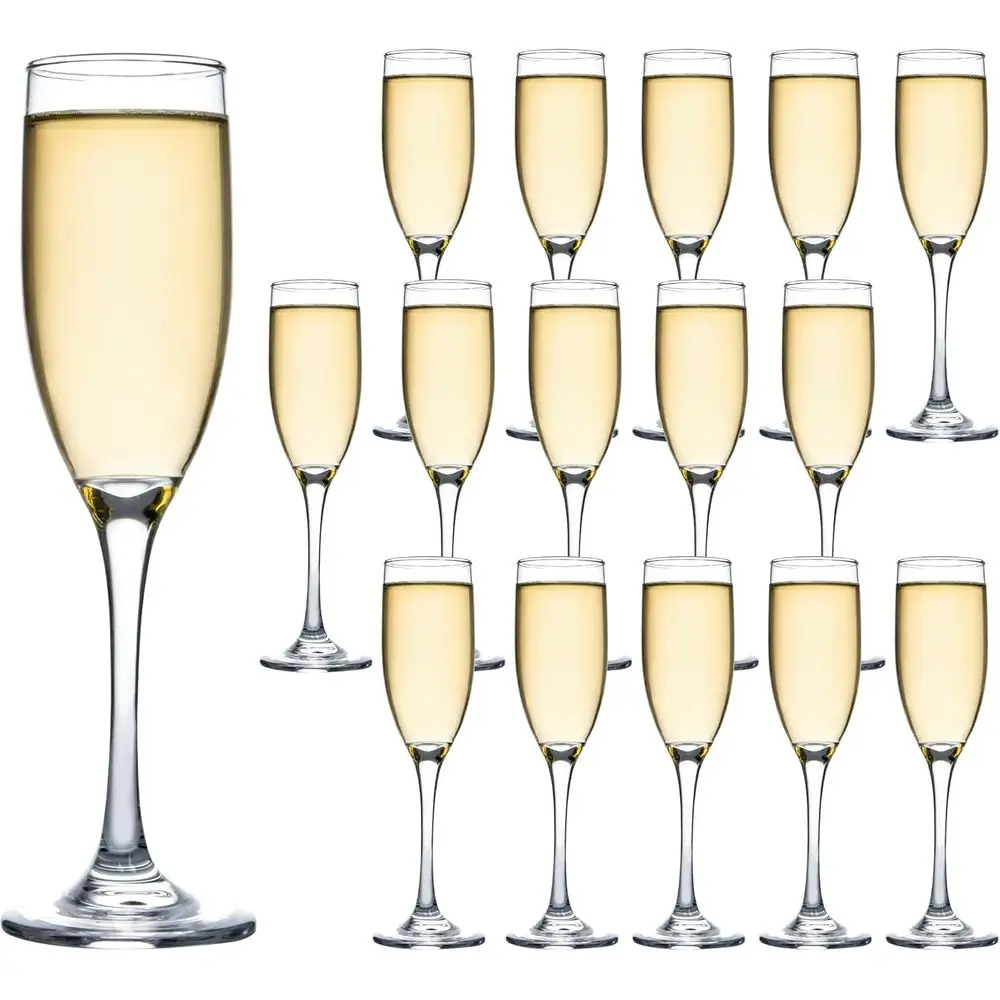 

6 Oz Classic Champagne Flutes Set of 16, Long Stemmed Crystal Clear Glasses for Home Party, Wedding, Birthday, Housewarming Gift