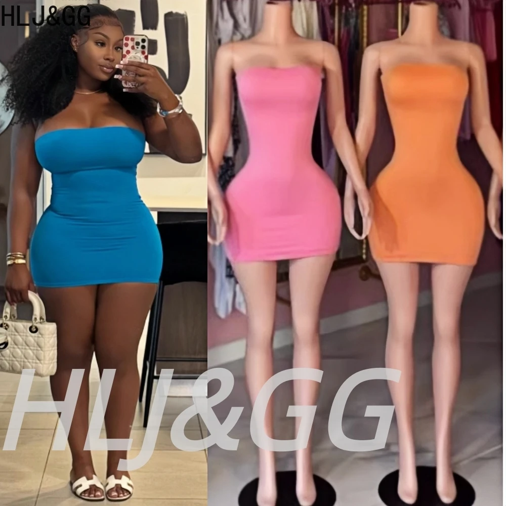 

HLJ&GG Sexy Hot Girl See Through Bodycon Mini Dresses Women Off Shoulder Sleeveless Slim Veardios Fashion Party Club Streetwear