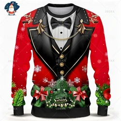 Happy Christmas 3D Printed Sweatshirts Suit & Tie Graphic Ugly Christmas Sweater Fashion Streetwear Mens Clothing Unisex Clothes