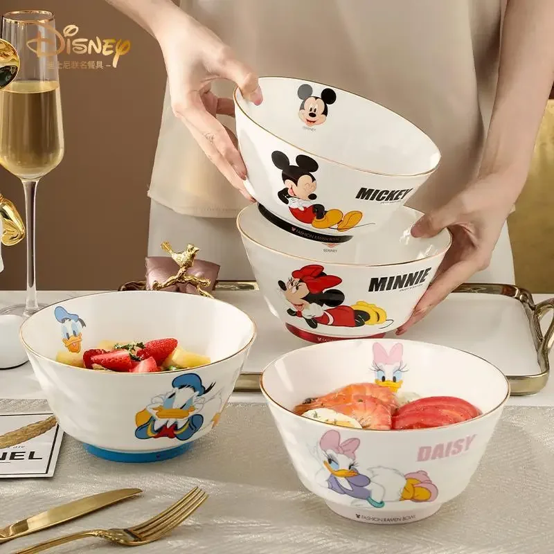 

MINISO Disney Kawaii MINISO Bowl Large Household Cute Cartoon Ceramic Noodles Soup Bowl Tableware Gifts Toys for Girls