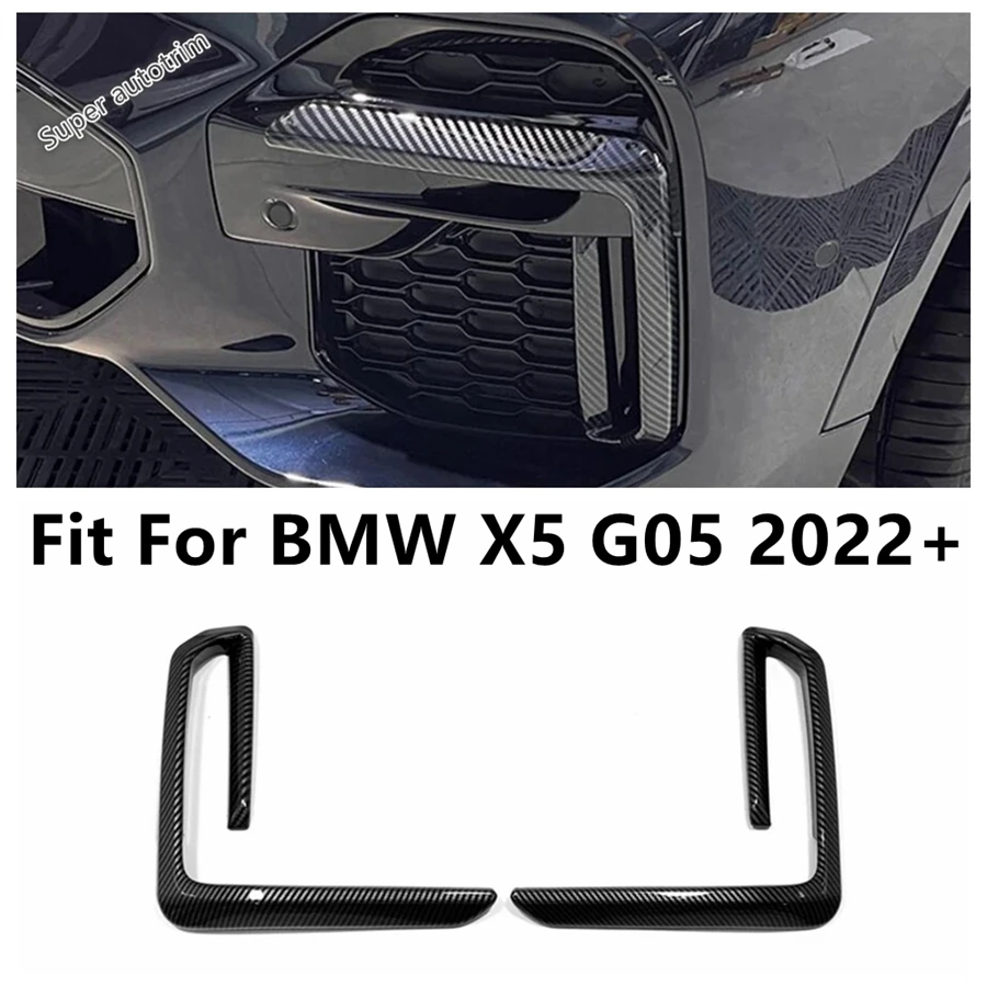 

Front Bumper Fog Lights Lamps Eyelid Eyebrow Strip Decoration Cover Trim For BMW X5 G05 2022 - 2024 ABS Carbon Fiber Accessories