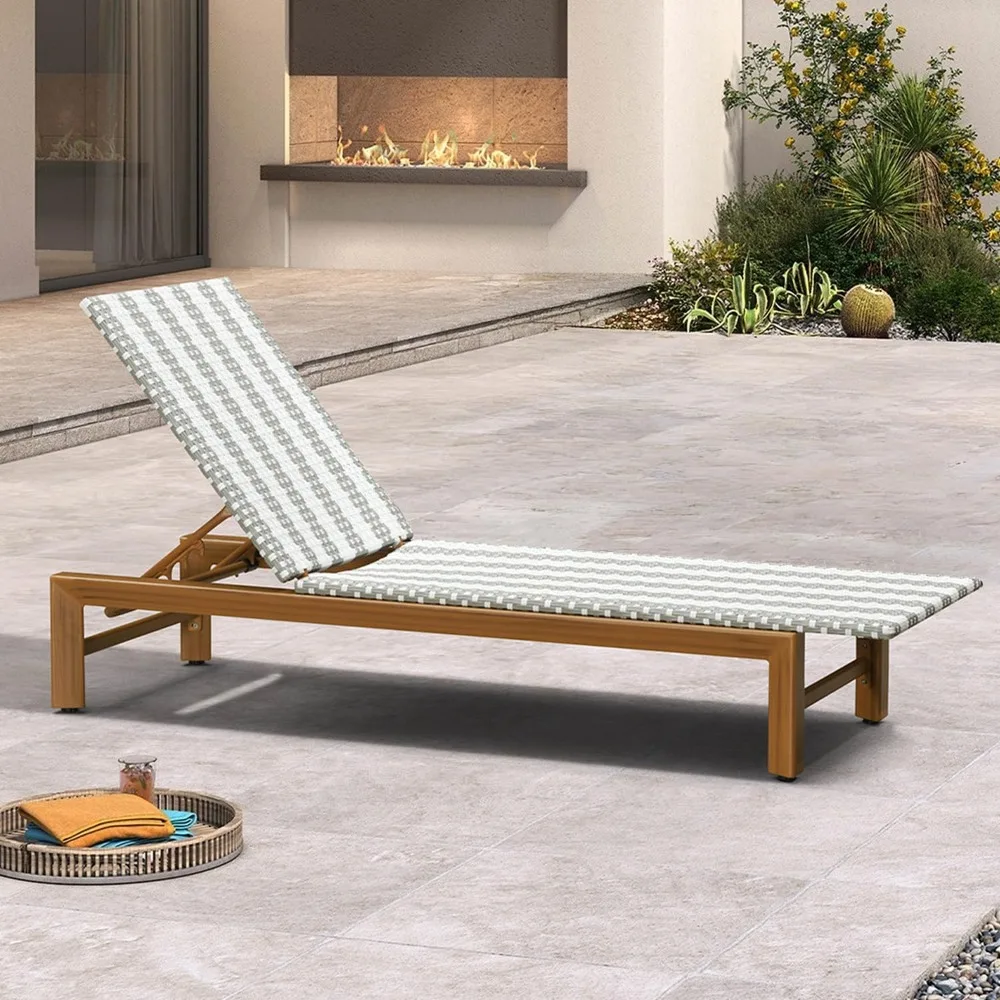 Extra Large Outdoor Chaise Lounge Chair,Champagne Aluminum Outdoor Pool Lounge Chairs with Adjustable Backrest, Customized