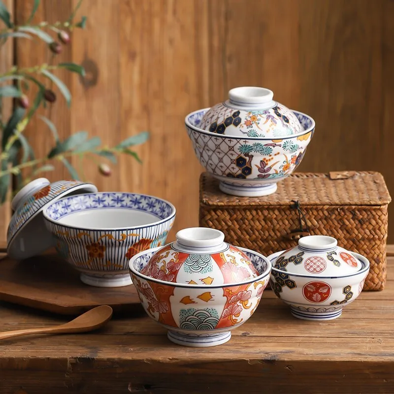 Olla para estofado impermeable de cerámica de estilo japonés para el hogar, sopa guisada, huevo al vapor con tapa, tazón de arroz, postre, Nido de Pájaro