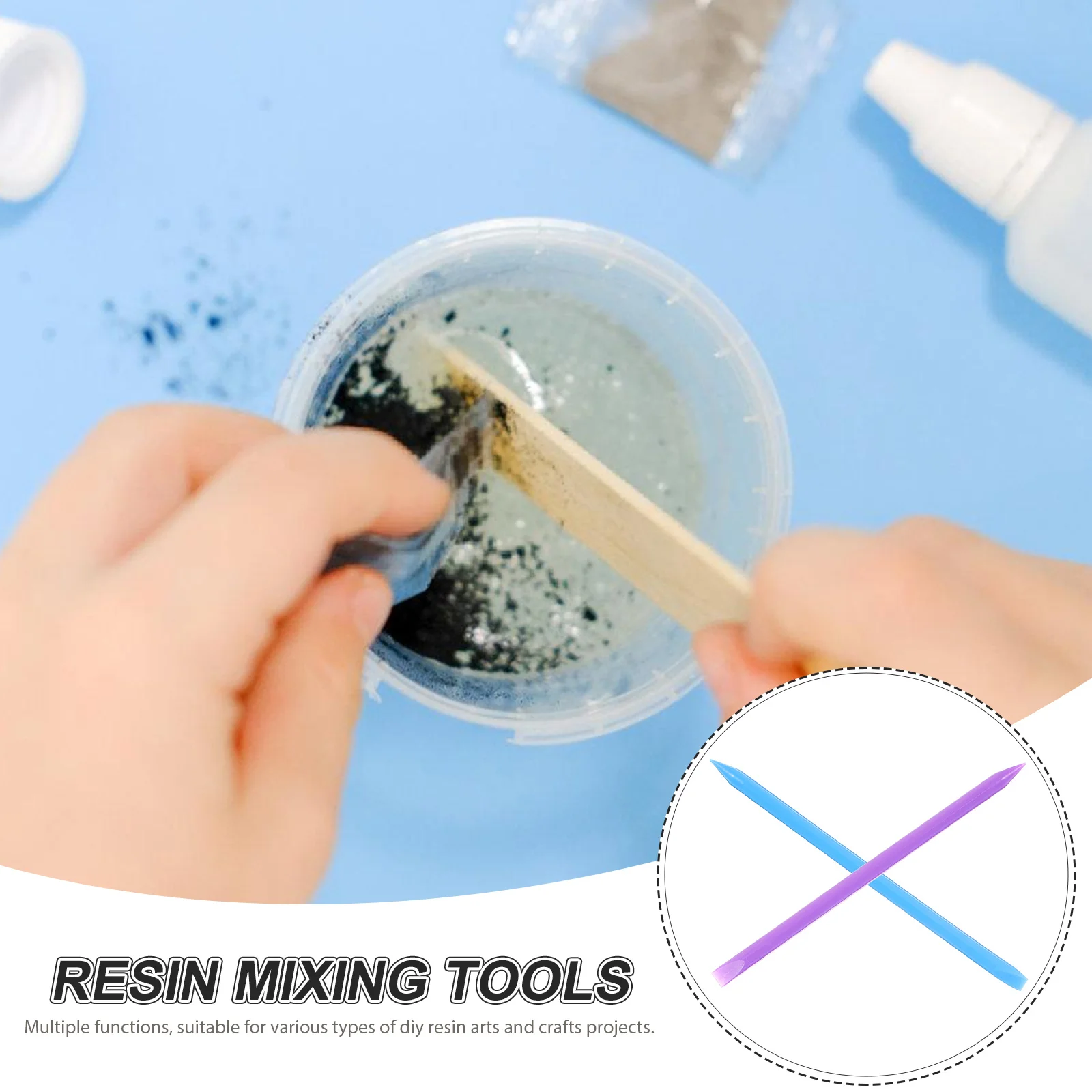 

2 Pcs Reusable Silicone Mixing Sticks Stirring Rods Defoaming Tools Measuring Cup DIY Resin Craft Jewelry Making Practical Save