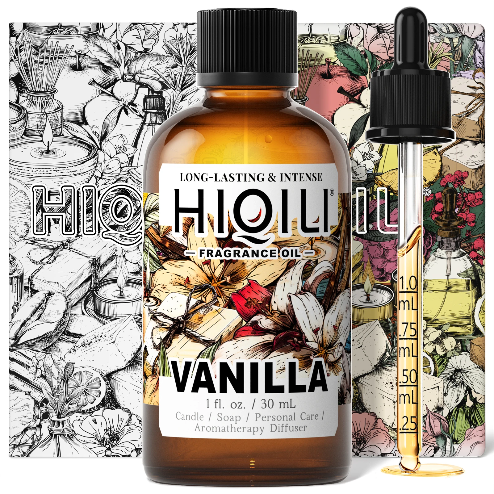 

HIQILI Vanilla Fragrance Oil for Body Spray Diffuser Essential Oil 30ML Jasmine Helichrysum Candle Soap and Women Perfume Making
