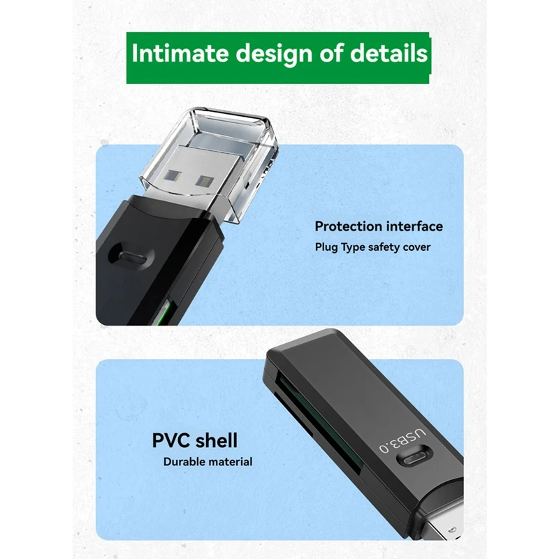 M16K-2 In 1 USB 3.0 Card Reader TF/SD Card Reader High Speed Data Transmission Smart Cardreader For PC Laptop