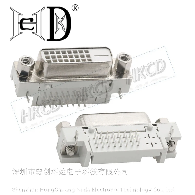 2pcs Computer monitor DVI-D interface DVI video socket DV24+1-pin female head 90 degree plug-in board female socket
