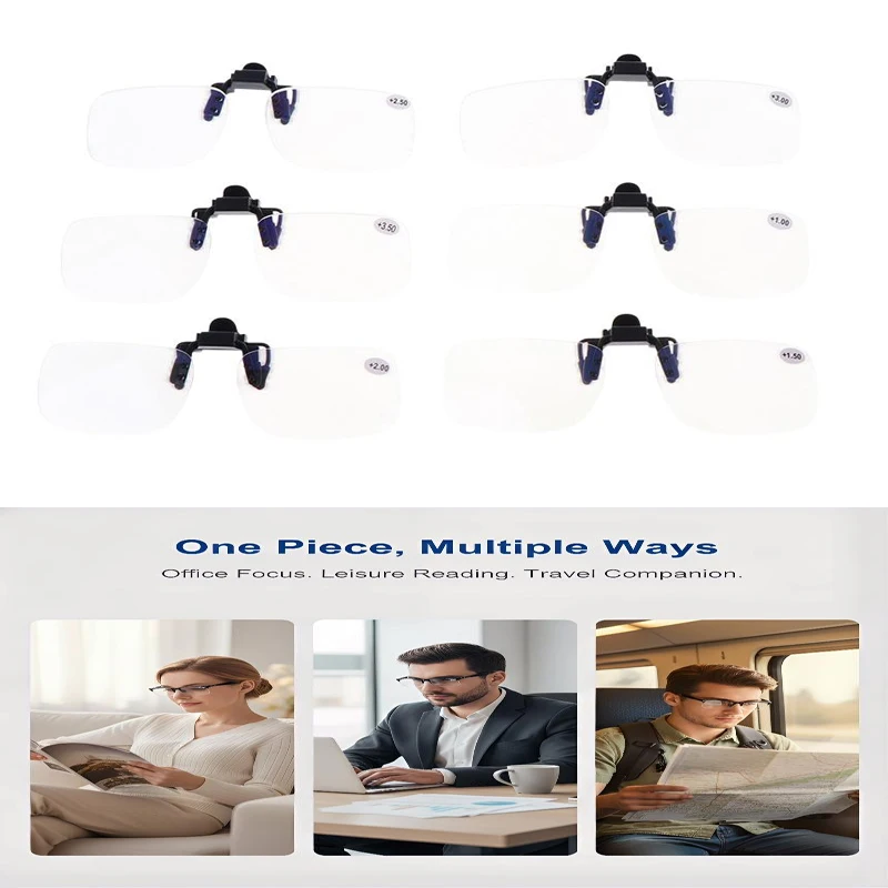 Ultra-light Clip Presbyopic Glasses Rimless Flip Up Down Reading Glasses With Clip Optical Lenses Magnifying Glasses For Reading