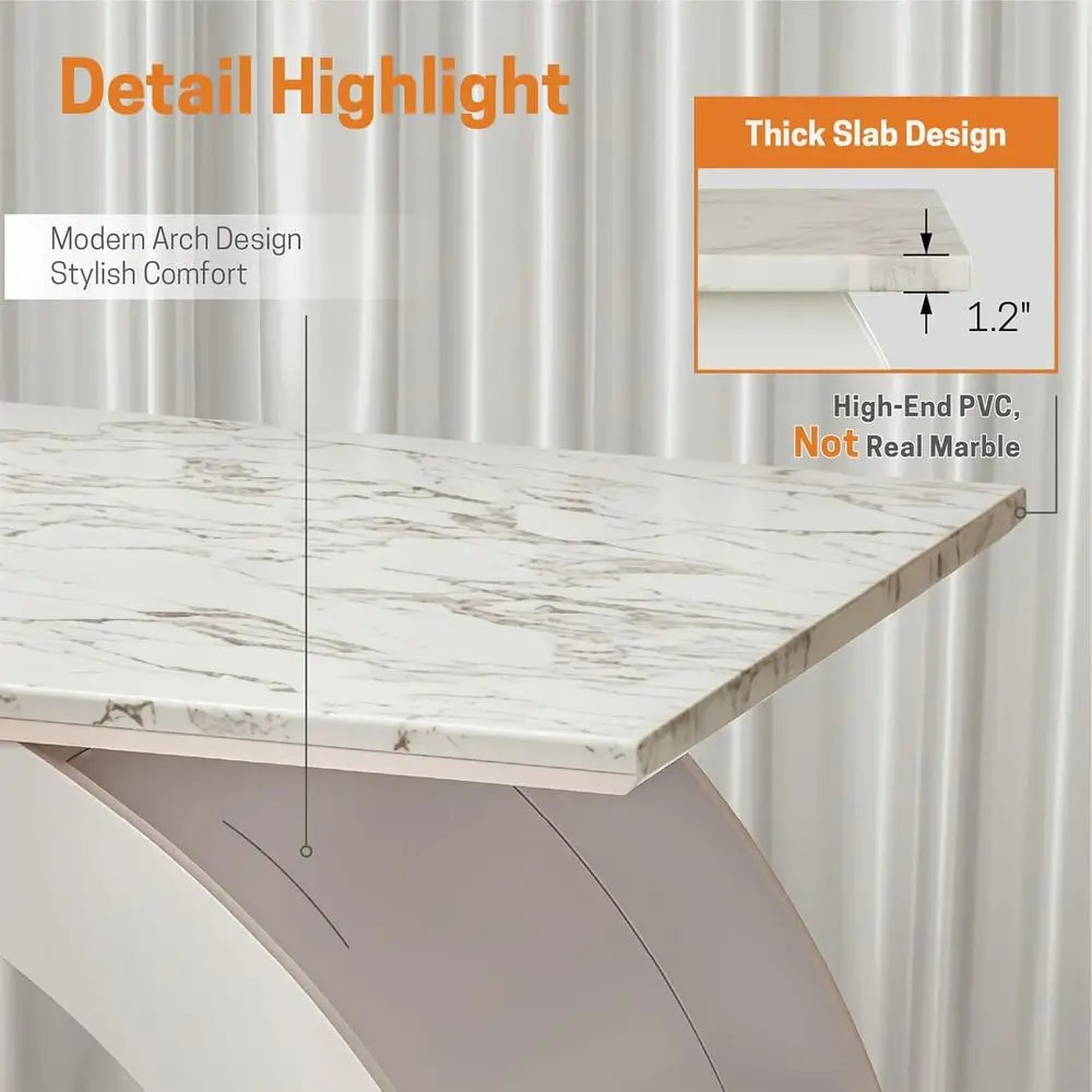 LED RGB Illuminated Marble Effect Small Coffee Table for Living Room, Dining Area, and Office