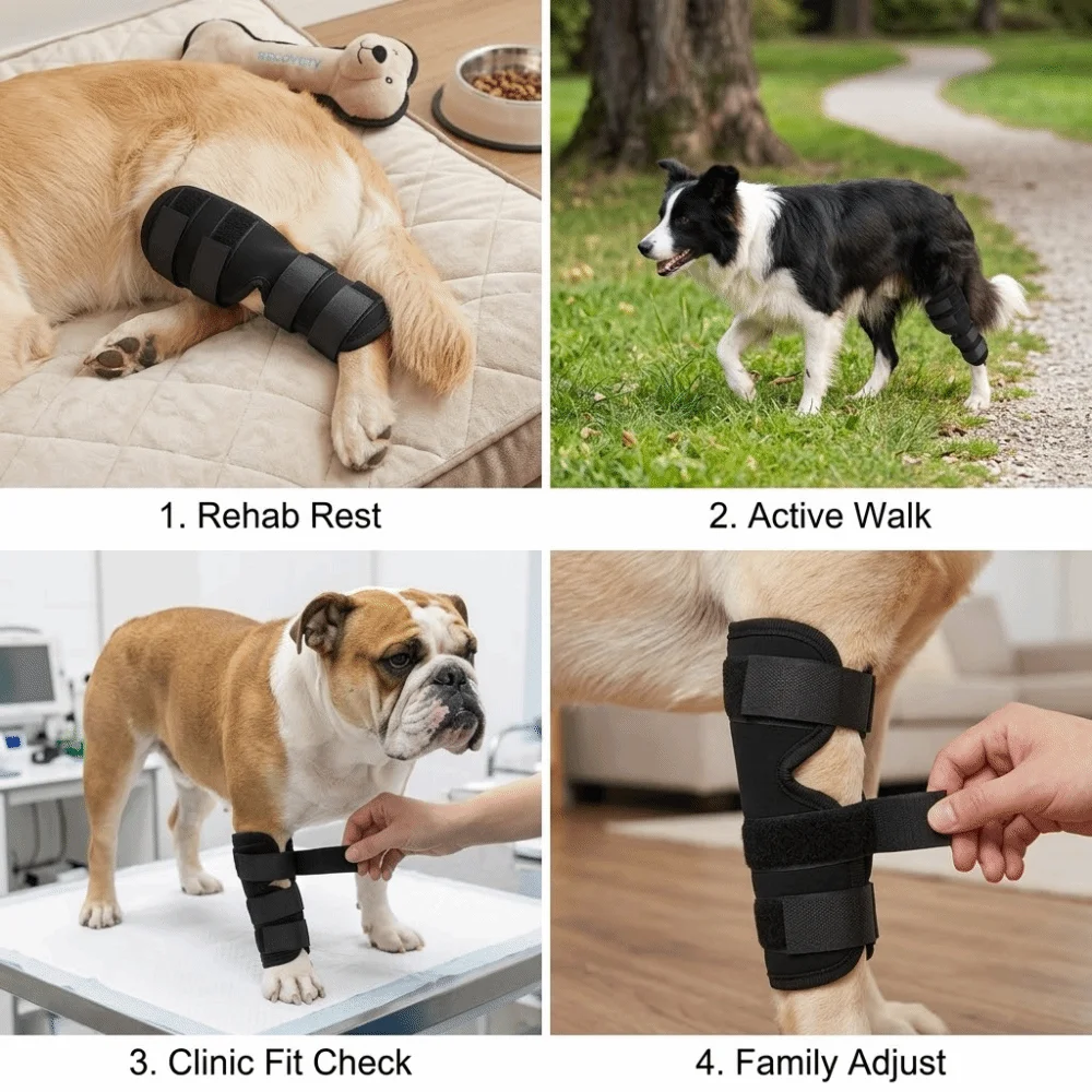 Breathable Texture Dog Leg Recovery Sleeve Adjustable Fit Secure Fastening Dog Anti-Lick Leg Wrap Stretchy Fabric