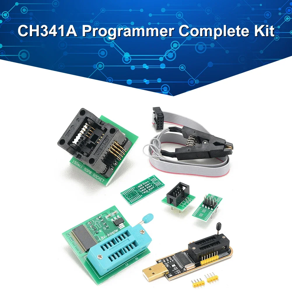 CH341A Programmer Complete Kit SOIC8 Adapter 24 25 Series CH341A Flash BIOS USB Programmer Module For EEPROM 24CXX/25CXX/93CXX